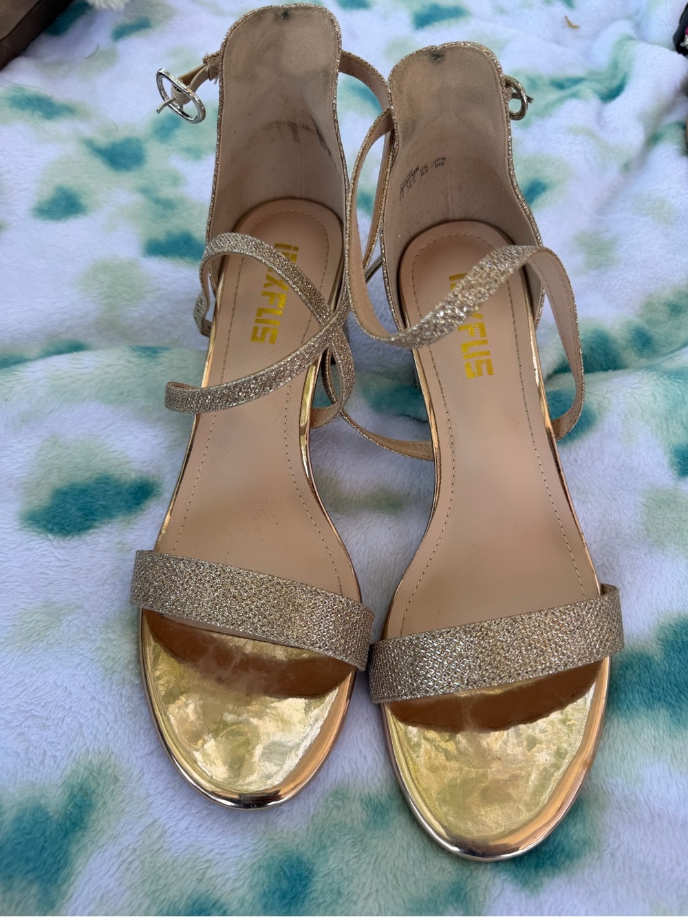 Gold Glitter Strappy Women's Sandals